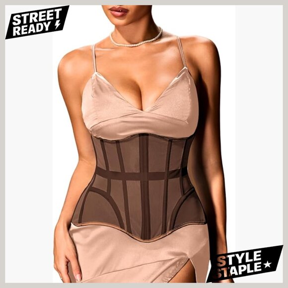 Mesh Underbust Corset Shapewear 20-Bone Hourglass Waist Cincher for Dresses